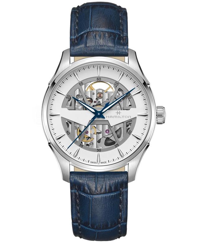 Hamilton Mens Swiss Automatic Jazzmaster Blue Leather Strap Watch 42mm Product Image