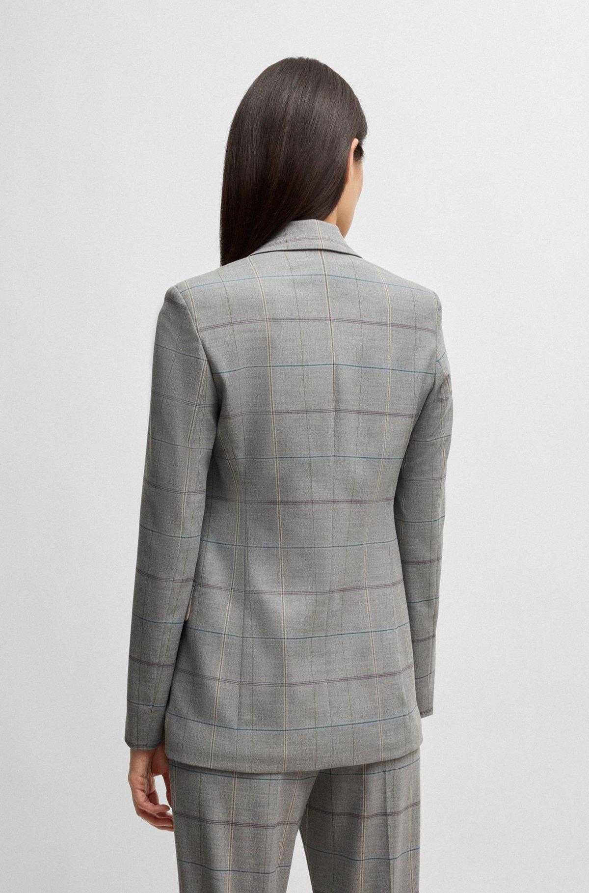 Double-breasted jacket in checked stretch fabric Product Image