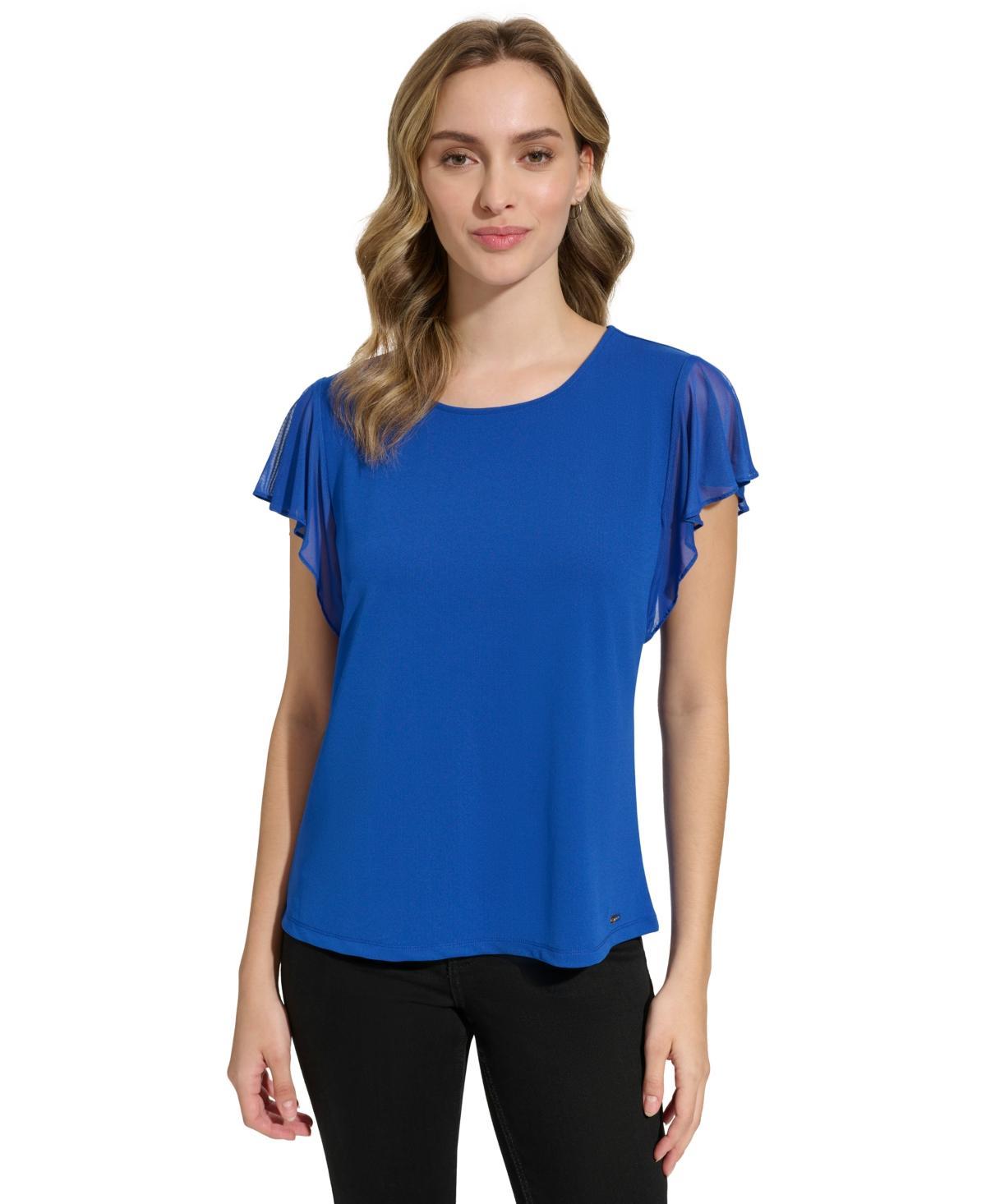 Calvin Klein Womens Mesh Sleeve Top Product Image