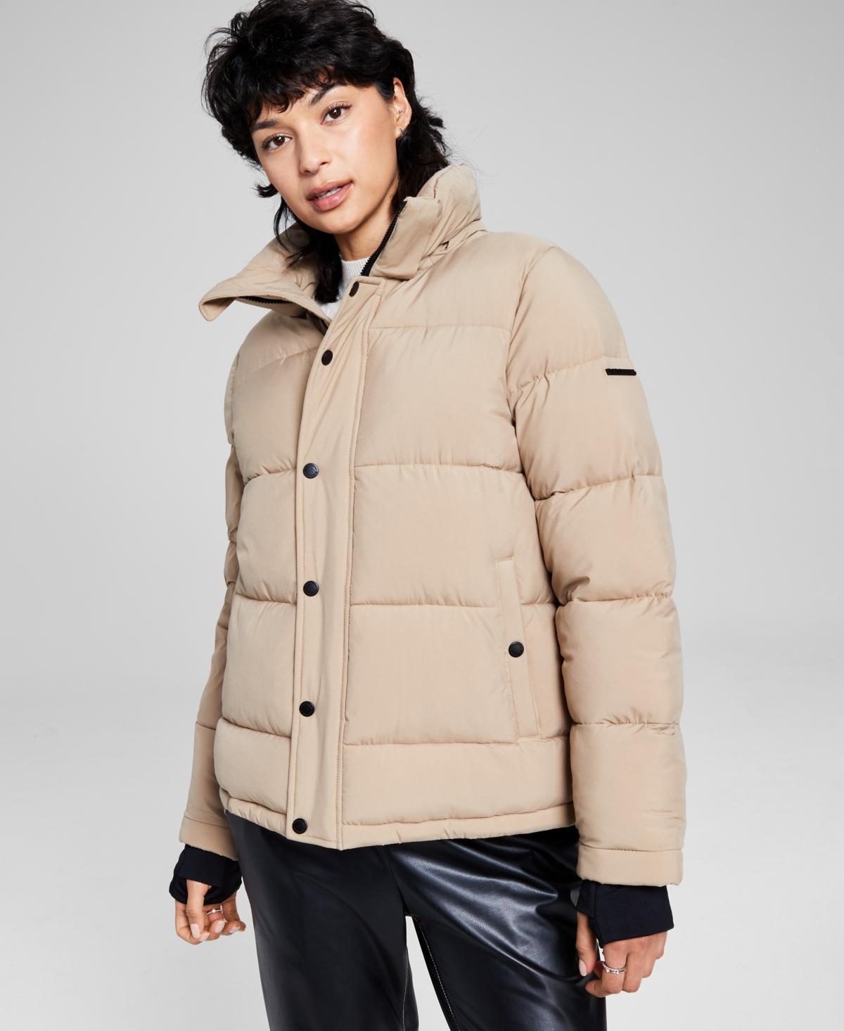 BCBGeneration Womens Hooded Thumbhole-Cuff Puffer Coat Product Image