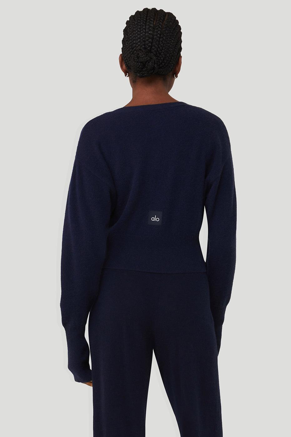 Alo Yoga | Cashmere Jet Set Cardigan Sweatshirt Blue, Size: XS Product Image