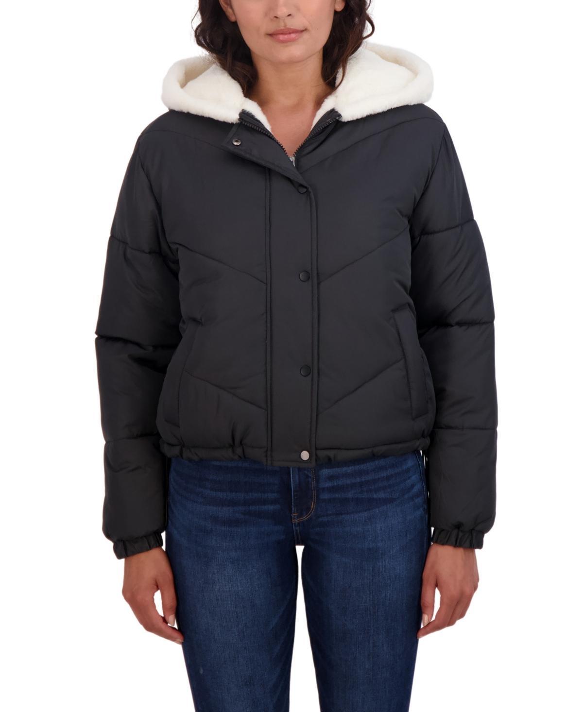 Womens Sebby Juniors Faux Fur Lined Puffer Jacket with Hood Product Image