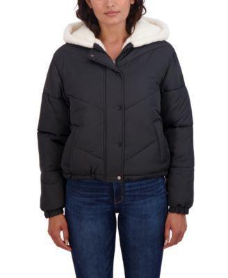 Women's Junior's Faux Fur Lined Puffer Jacket with Hood product image