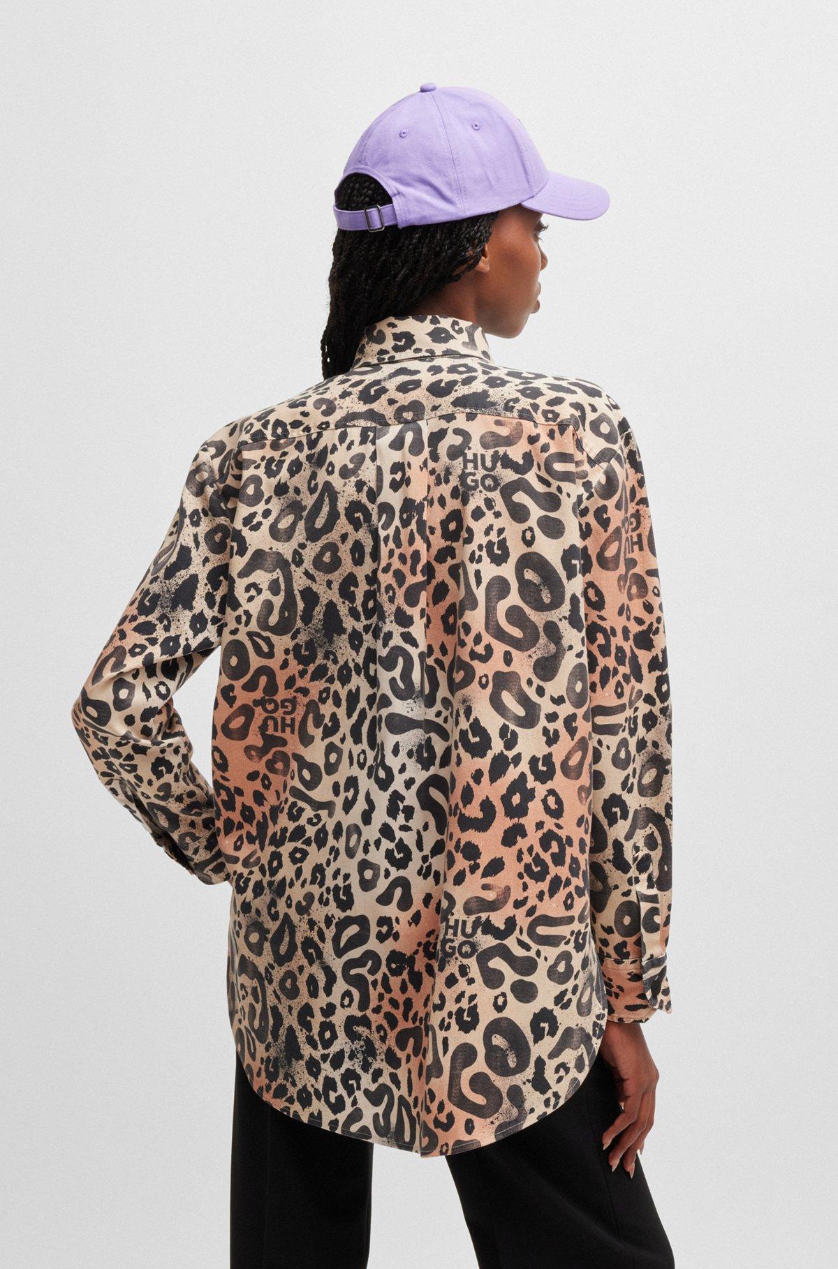 Oversize-fit blouse in leopard-print twill Product Image