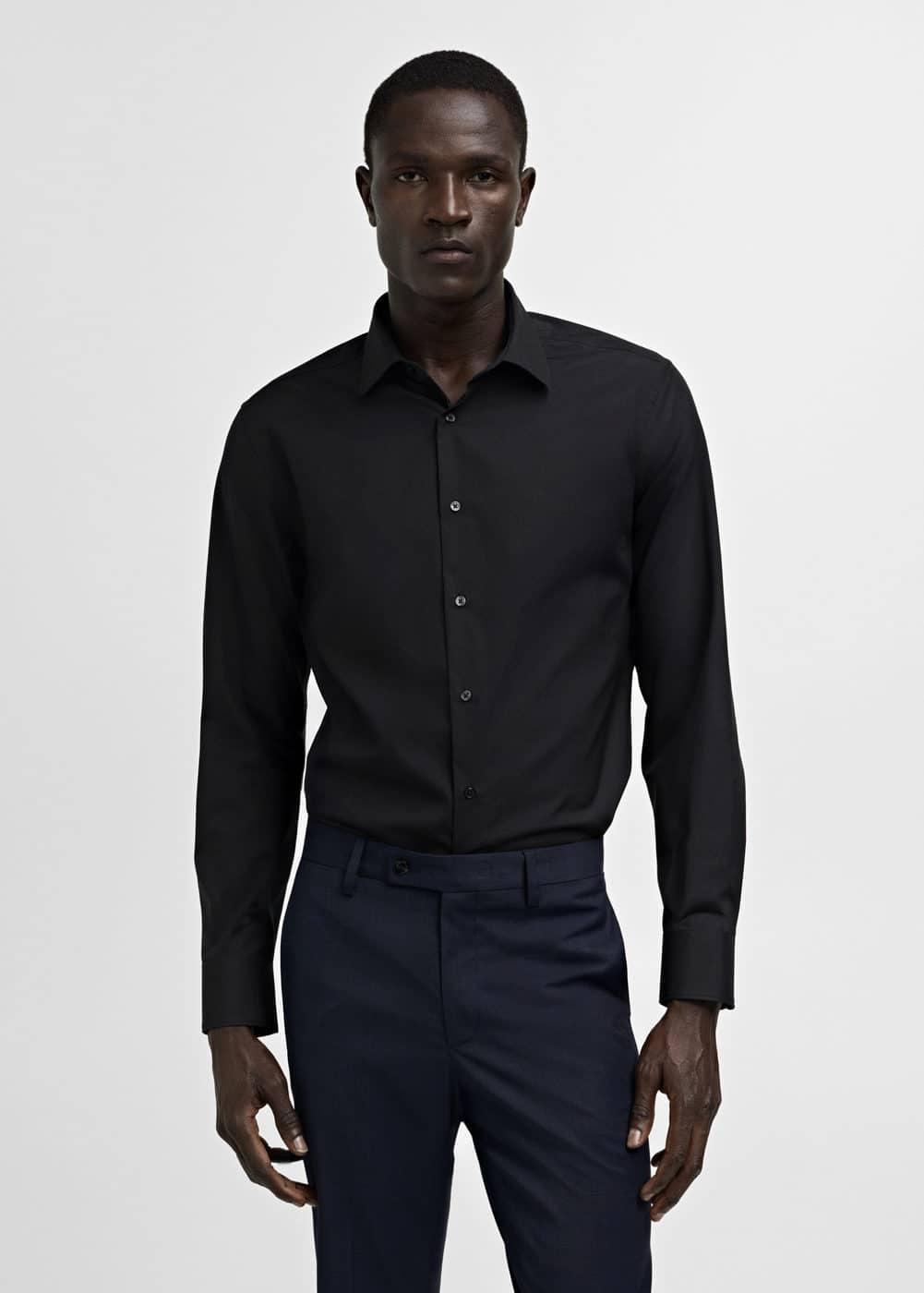 MANGO MAN - Slim-fit cotton poplin suit shirt blackMen Product Image