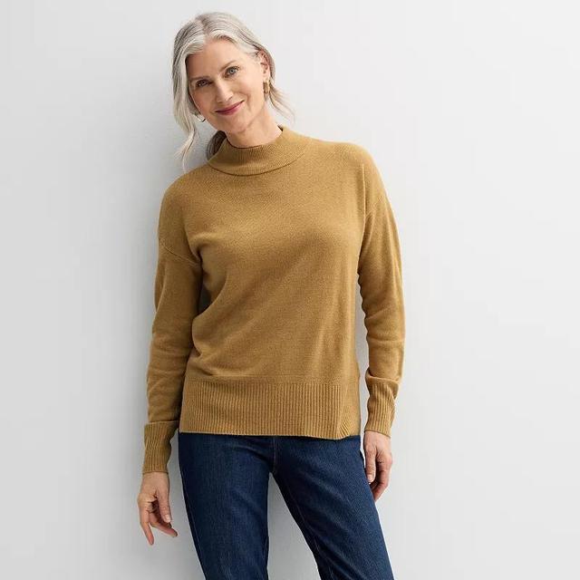 Womens Croft & Barrow Mockneck Pullover Sweater Dark Cork Grey Product Image