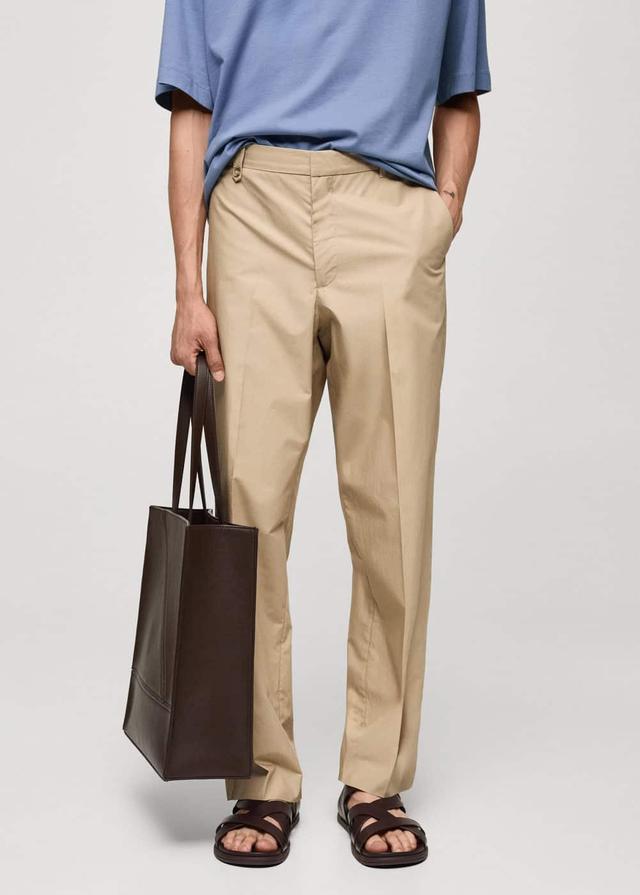 MANGO MAN - Regular fit 100% cotton trousers beigeMen Product Image