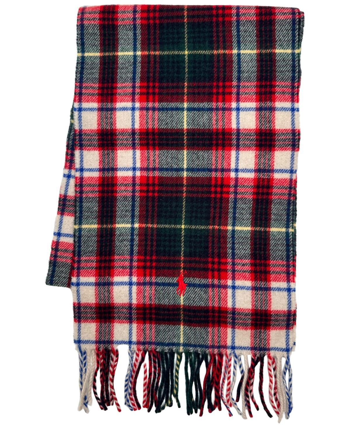 POLO RALPH LAUREN Men's Woolen Plaid Scarf In Royal Multi Product Image