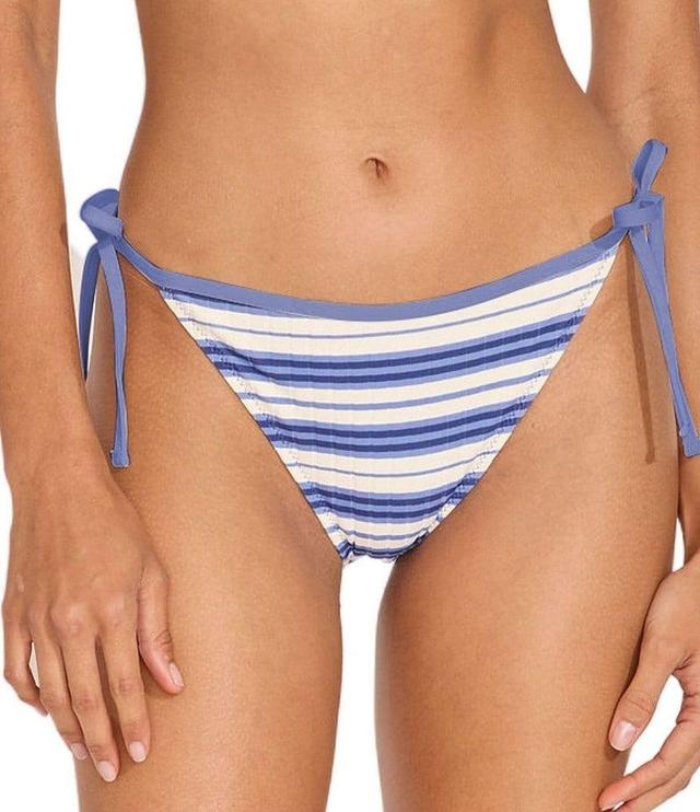 SOLID & STRIPED Iris Ribbed Tie Side Hipster Striped Swim Bottom Product Image