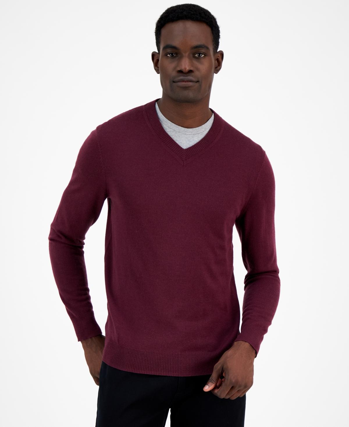 Alfani Mens Long-Sleeve V-Neck Merino Sweater, Created for Macys Product Image