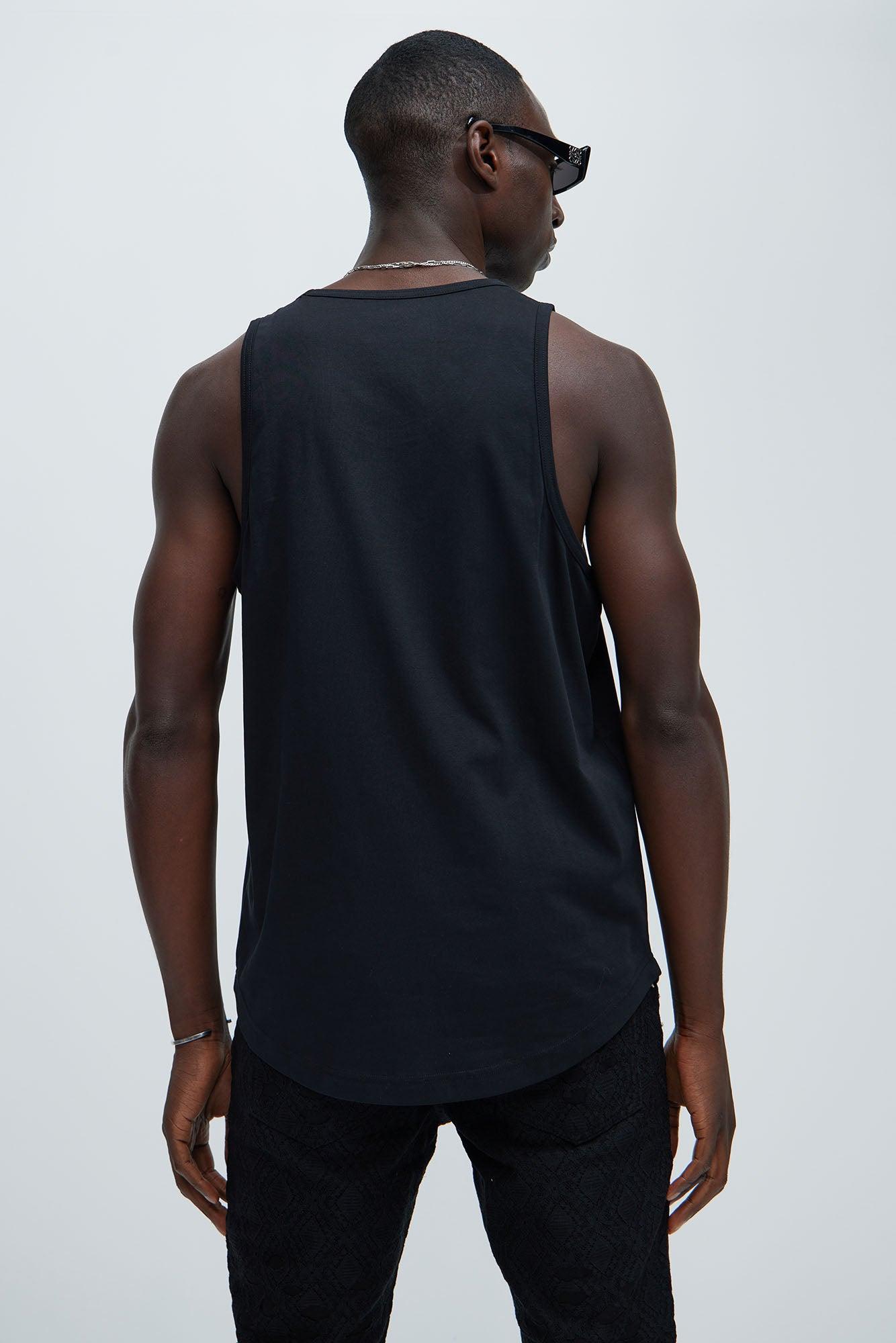 Essential Scallop Tank Top - Black Product Image