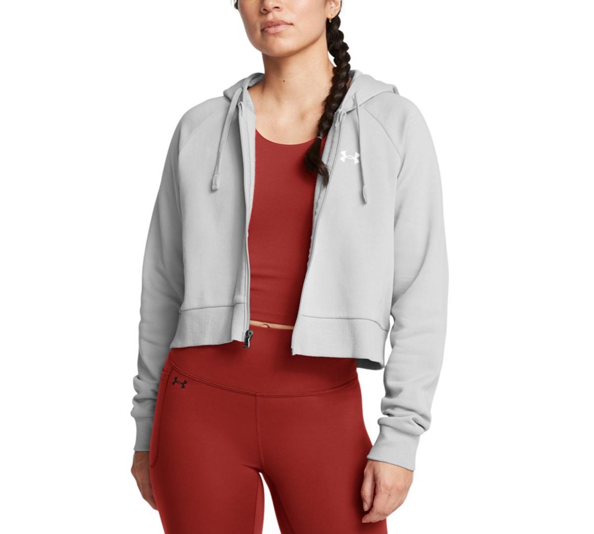 Under Armour Womens Rival Fleece Cropped Zippered Hoodie Product Image