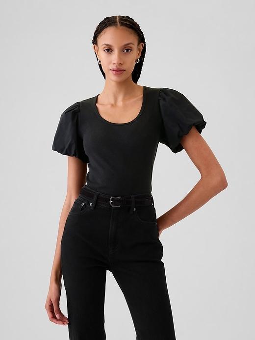 Modern Rib Puff Sleeve Shirt Product Image