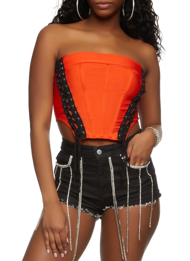 Womens Lace Up Corset Tube Top Product Image