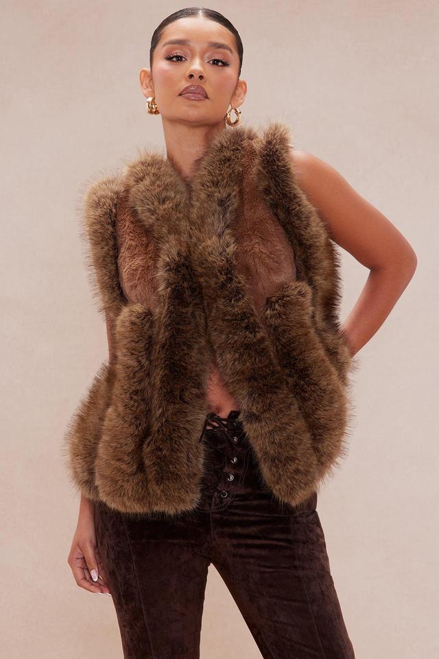 Summit Faux Fur Vest - Brown Product Image