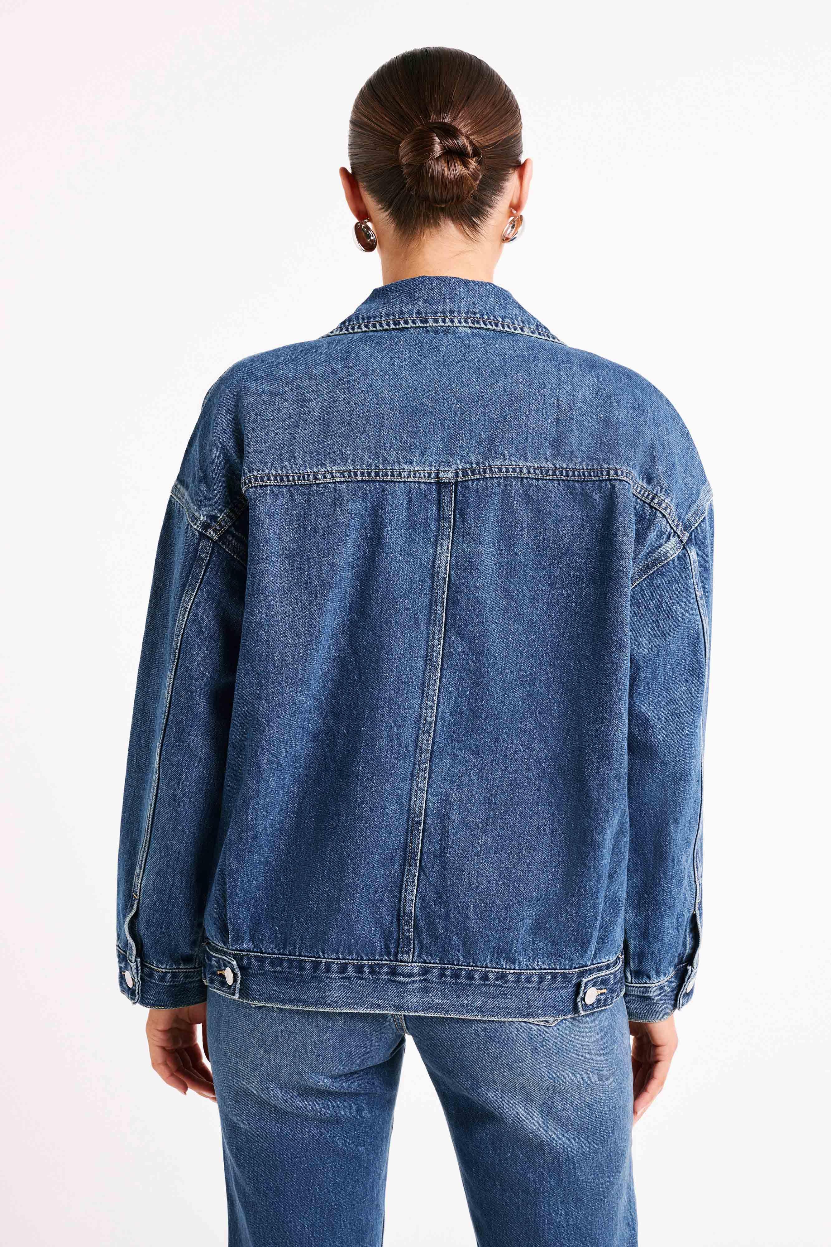 Sion Oversized Denim Jacket - Dark Blue Product Image