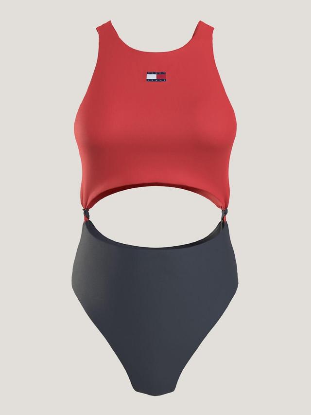 Tommy Hilfiger Women's Colorblock Knot Cutout One-Piece Swimsuit Product Image