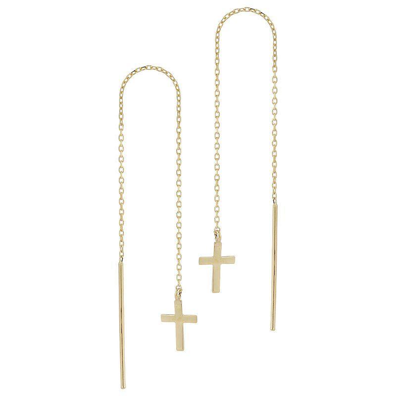 LUMINOR GOLD 14k Gold Cross Threader Earrings, Womens Product Image