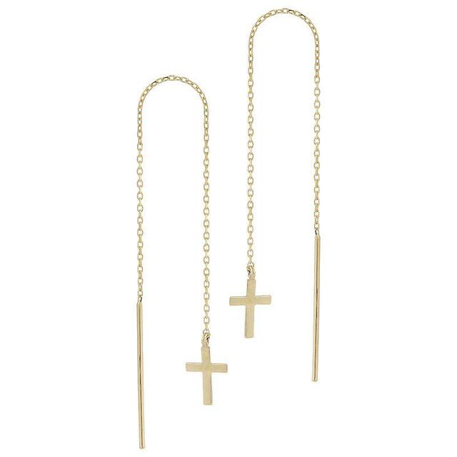 LUMINOR GOLD 14k Gold Cross Threader Earrings, Womens, Yellow Product Image