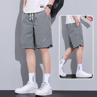 Drawstring Waist Lettering Shorts Product Image