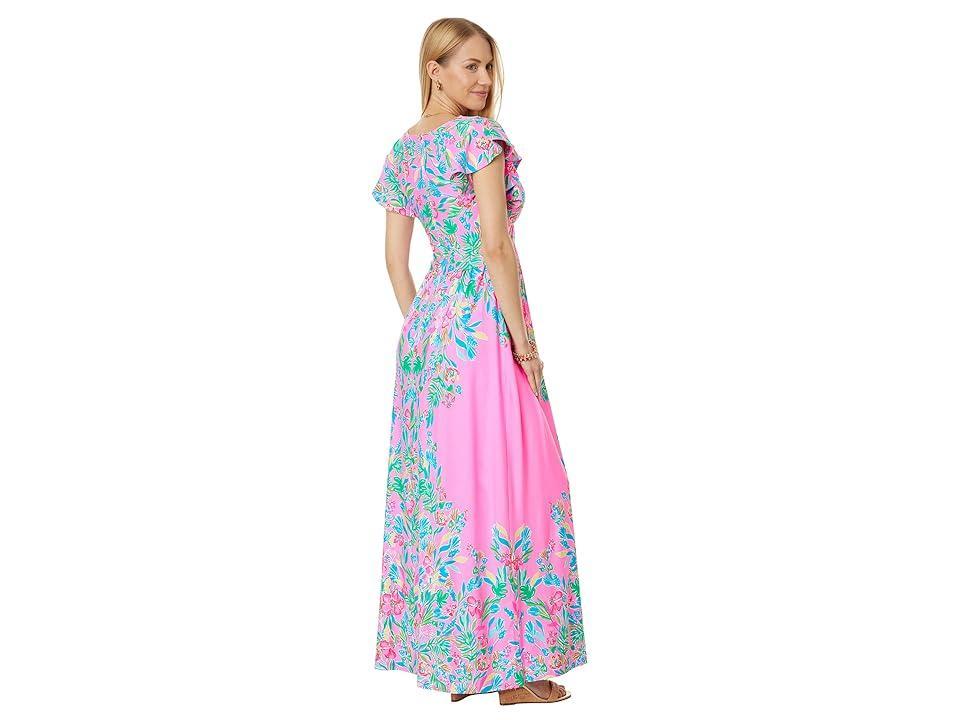 Lilly Pulitzer Verona Flutter Sleeve Maxi (Havana Casa Jaguar Engineered Maxi Dress) Women's Dress Product Image