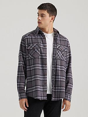 Men's Stretch Flannel Western Plaid Shirt | Men's Tops | Lee® Product Image