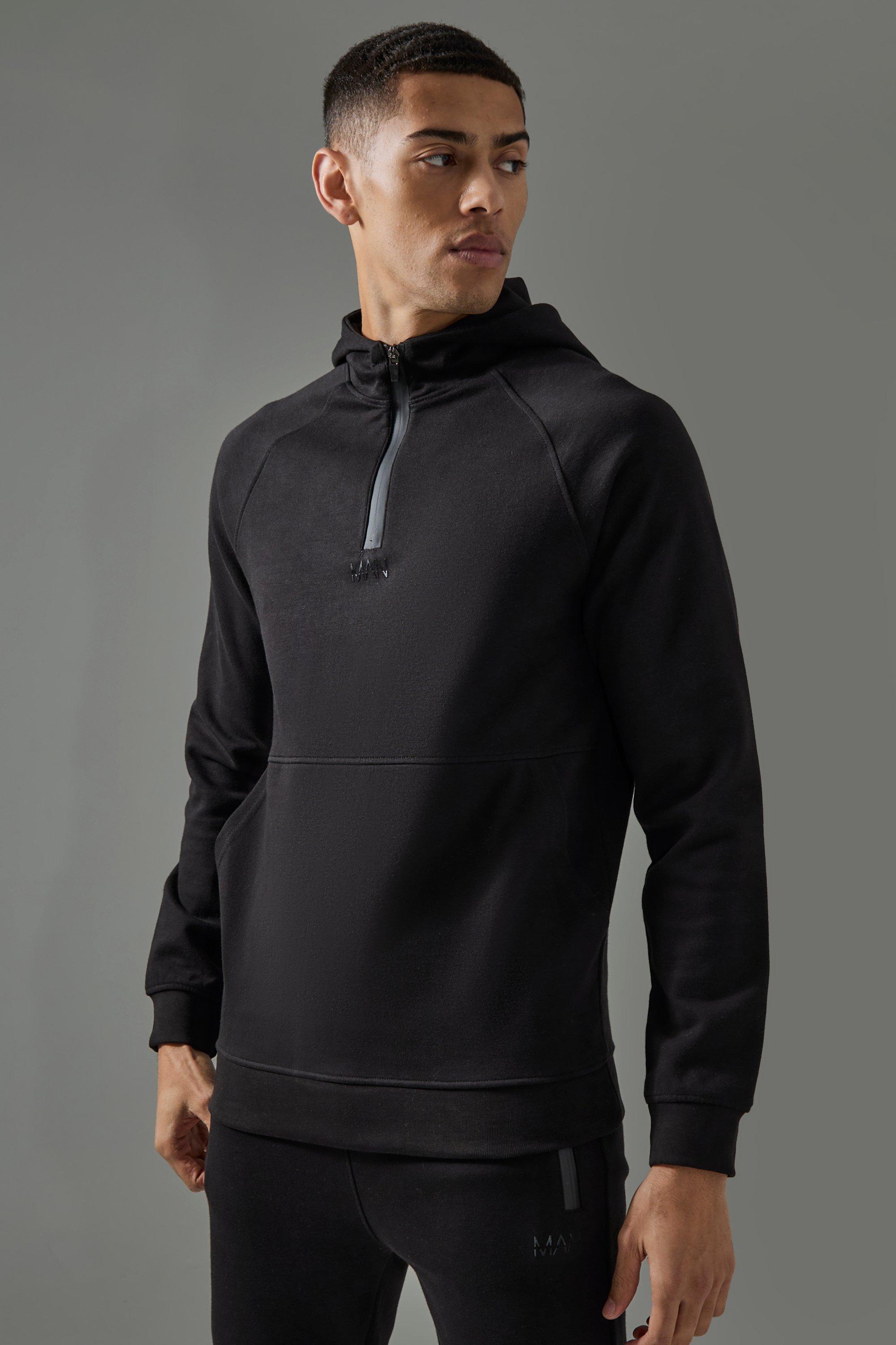 Man Active Pro Fleece Reg Fit 1/4 Zip Hoodie | boohooMAN USA Product Image