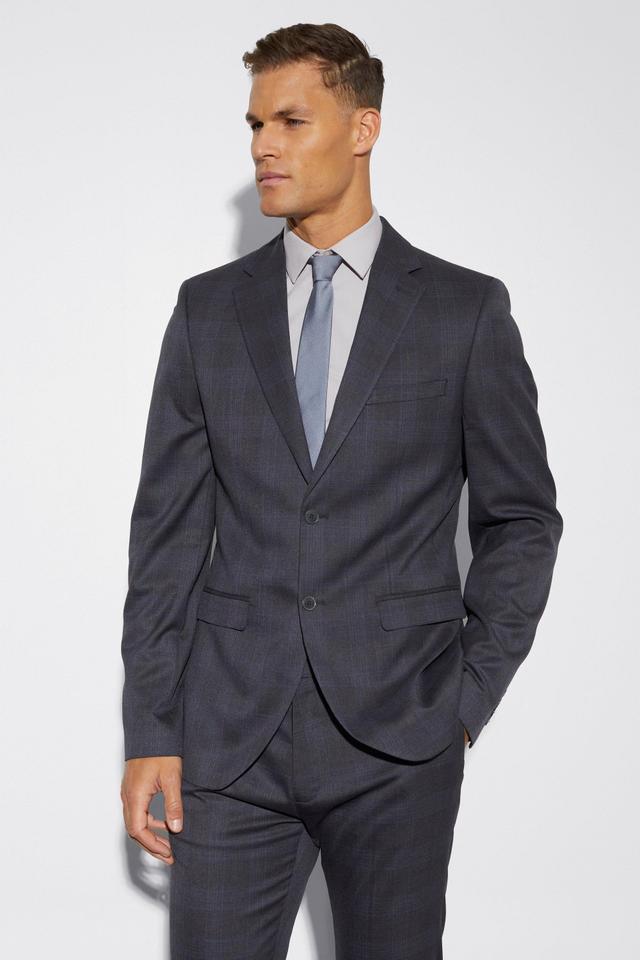 Tall Slim Single Breast Check Suit Jacket | boohooMAN USA Product Image