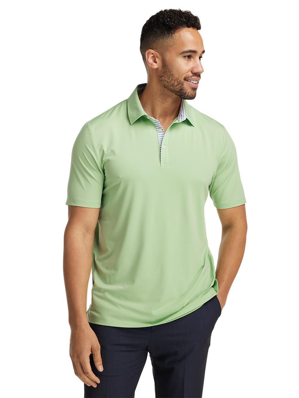 Performance Blend Three Button Polo - Light Green Product Image