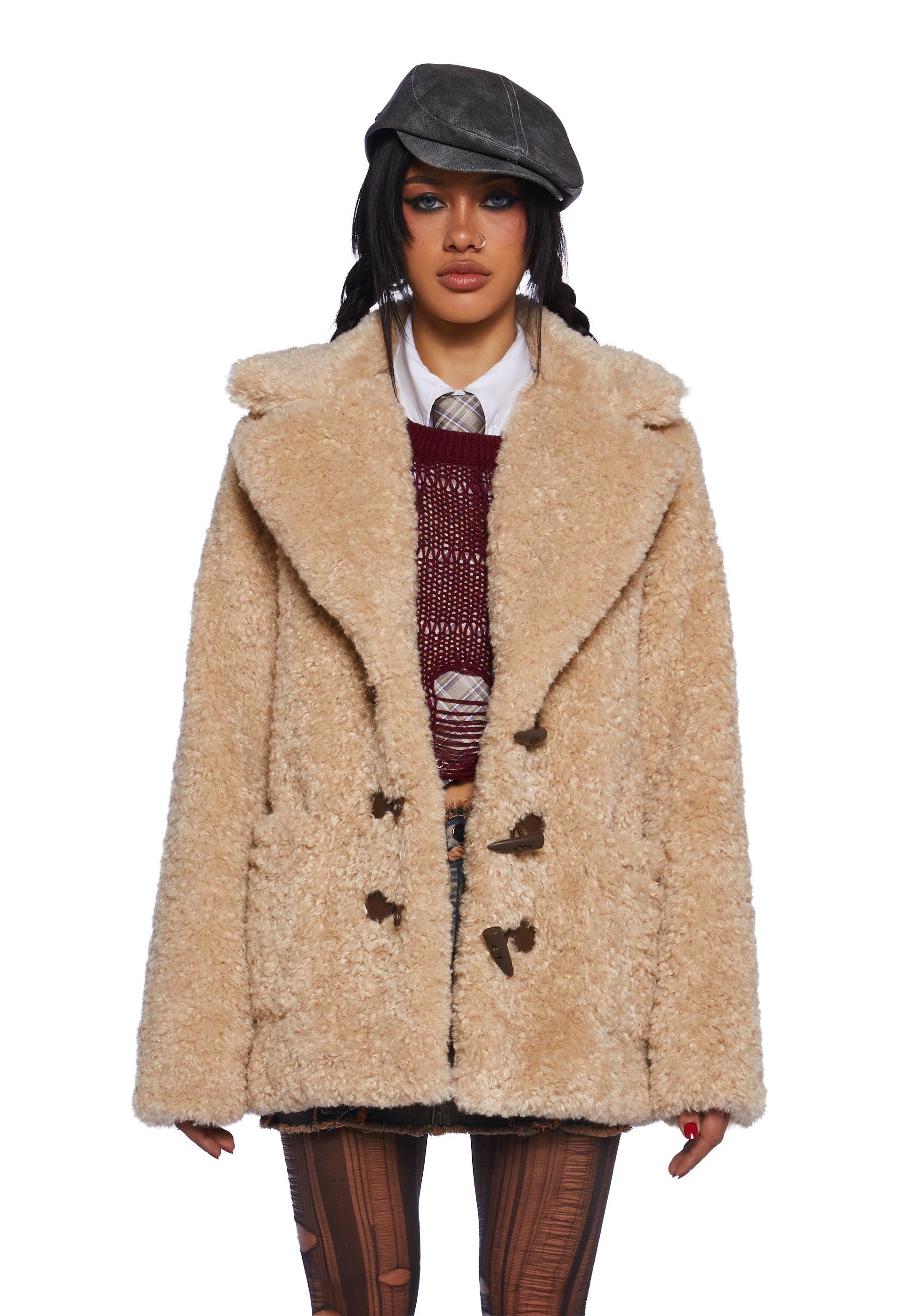 Current Mood Sherpa Faux Fur Cropped Coat - Beige Product Image