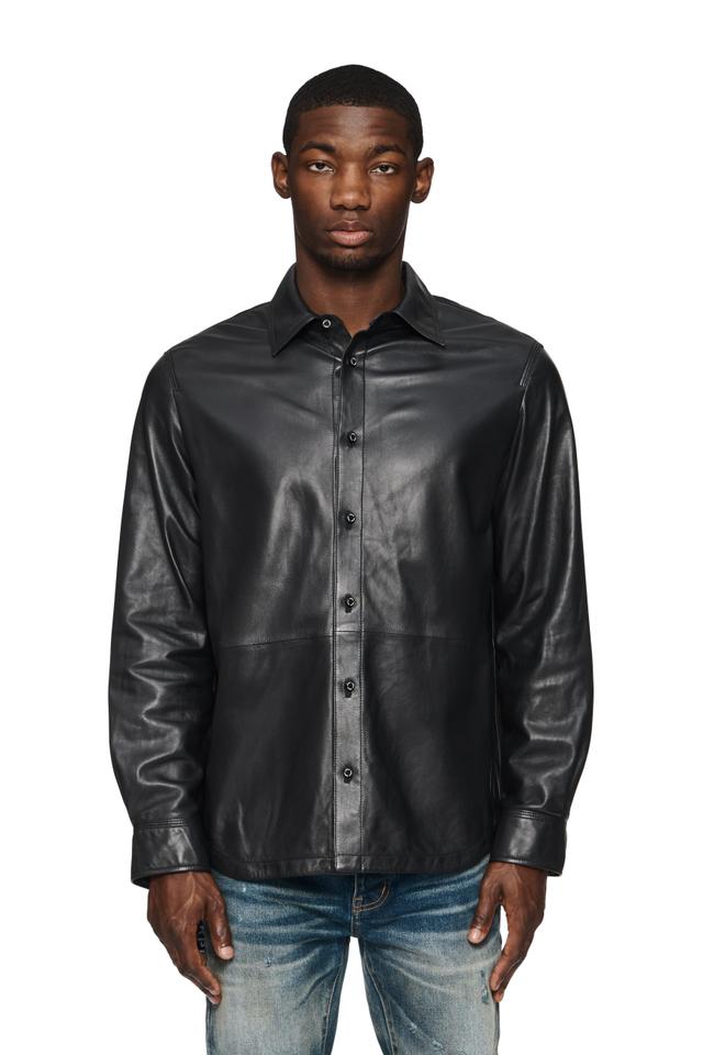 Leather Long Sleeve Shirt Male Product Image