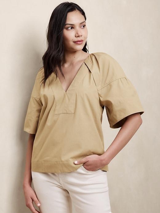 V-Neck Popover Shirt Product Image