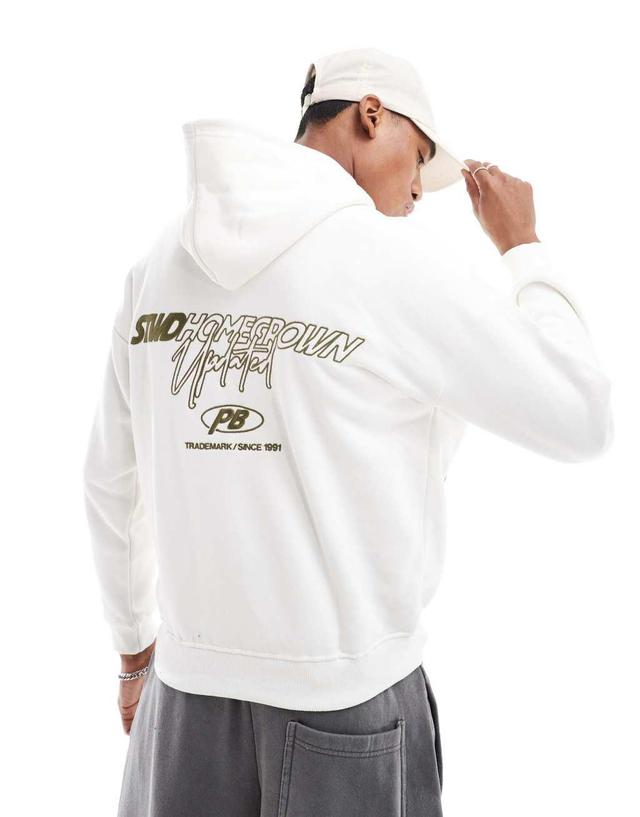 Pull&Bear STWD printed hoodie in white Product Image