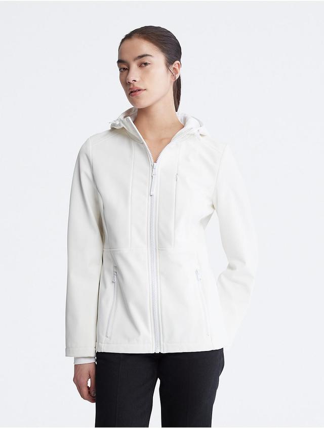 Calvin Klein Womens Hooded Soft Shell Jacket - White - XL Product Image