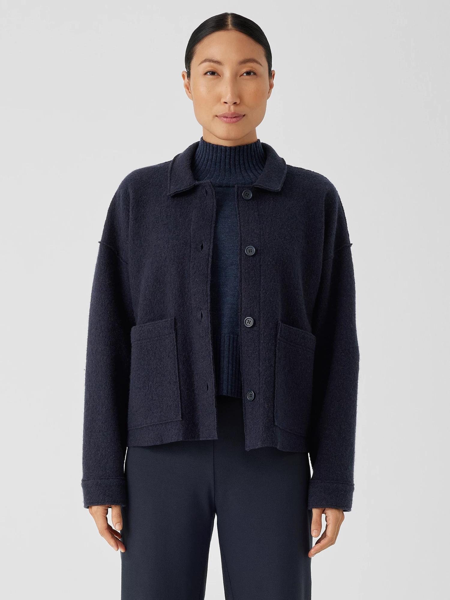 EILEEN FISHER Lightweight Boiled Wool Classic Collar Jacket in Regenerative Woolfemale Product Image