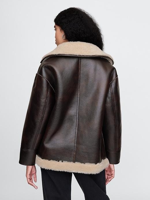 Reversible Recycled Vegan Leather Sherpa Jacket Product Image