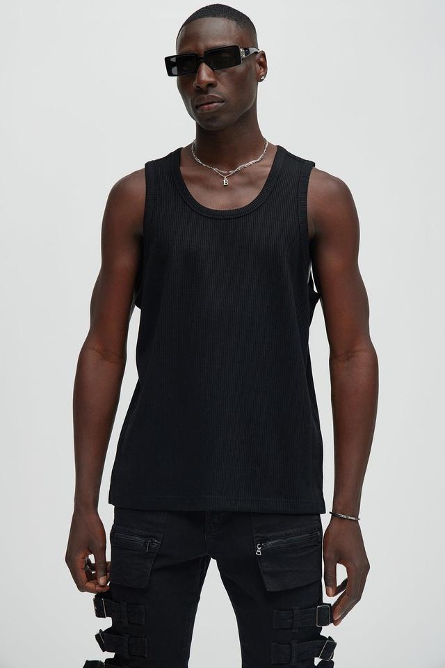 Kalel Textured Tank Top - Black Product Image