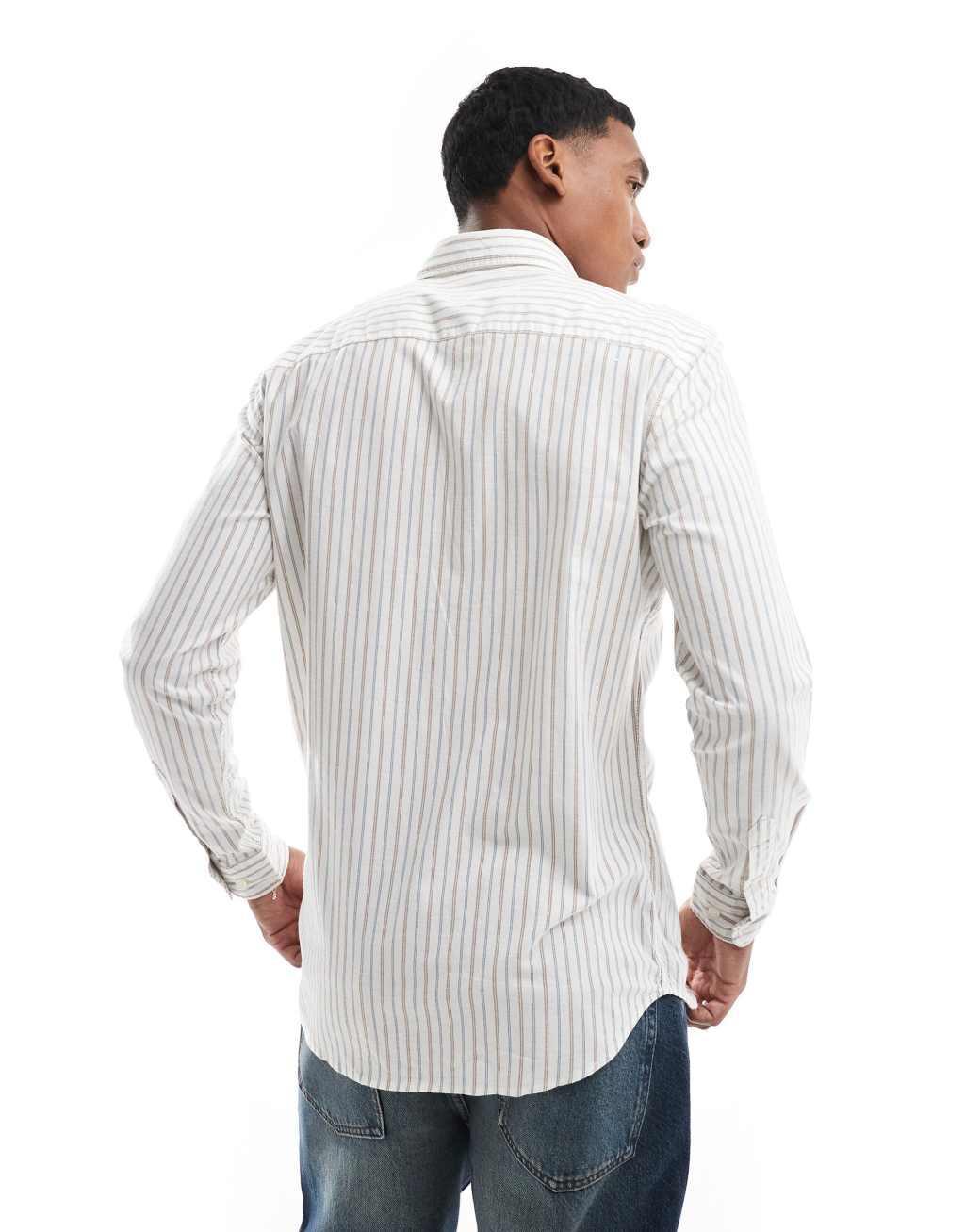 Jack & Jones stripe oxford shirt in white Product Image