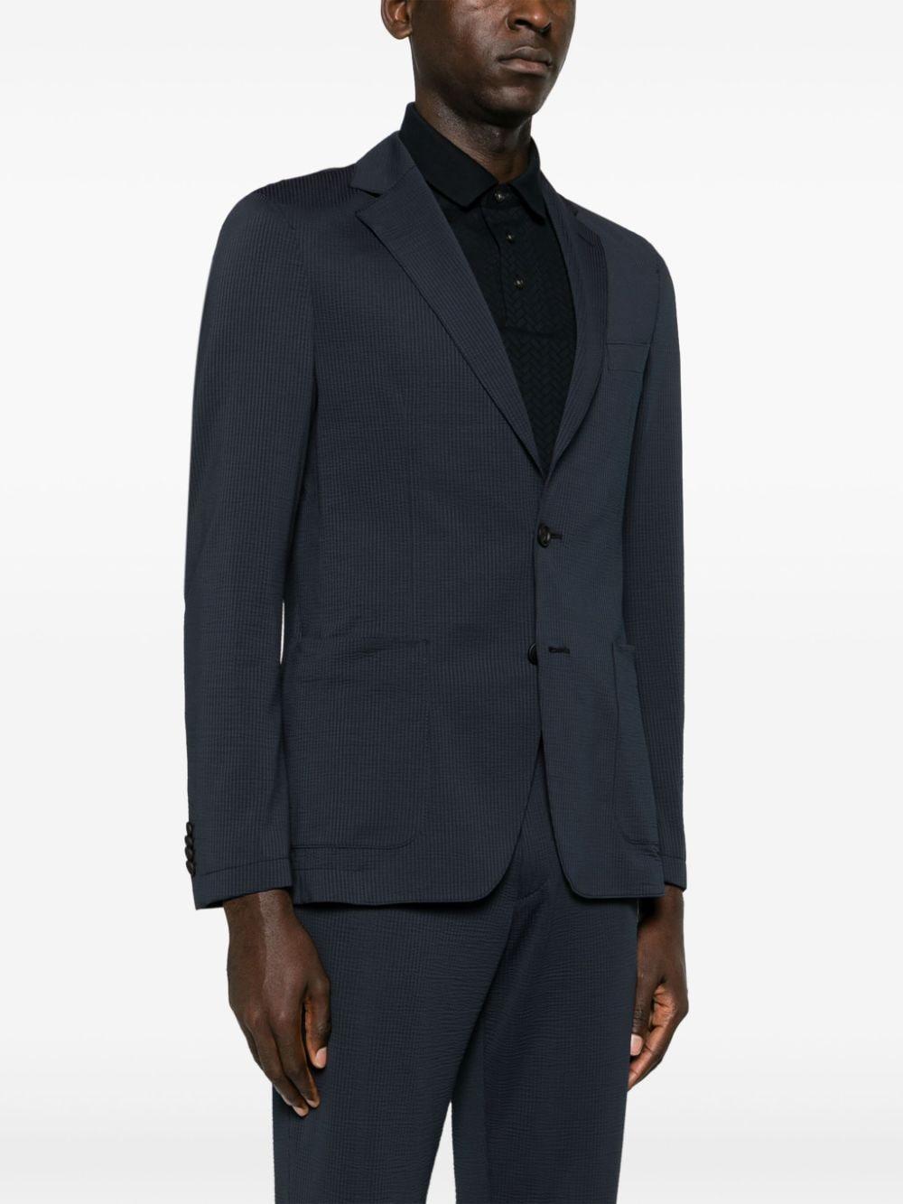 HUGO BOSS Single-breasted Seersucker Blazer In Blue Product Image