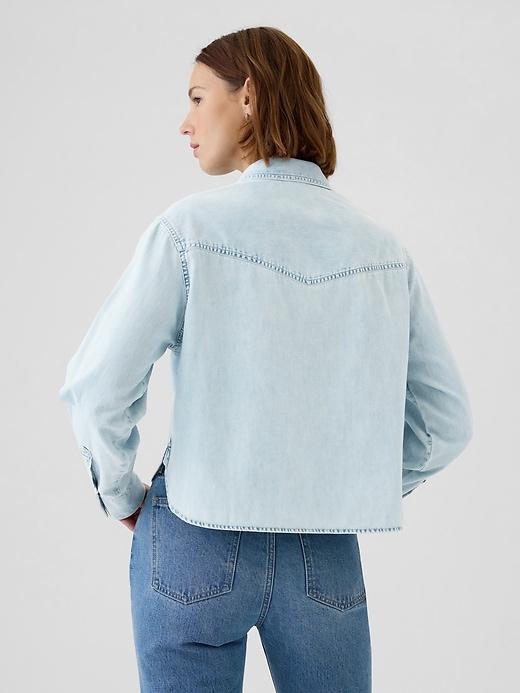 Cropped Denim Western Shirt Product Image