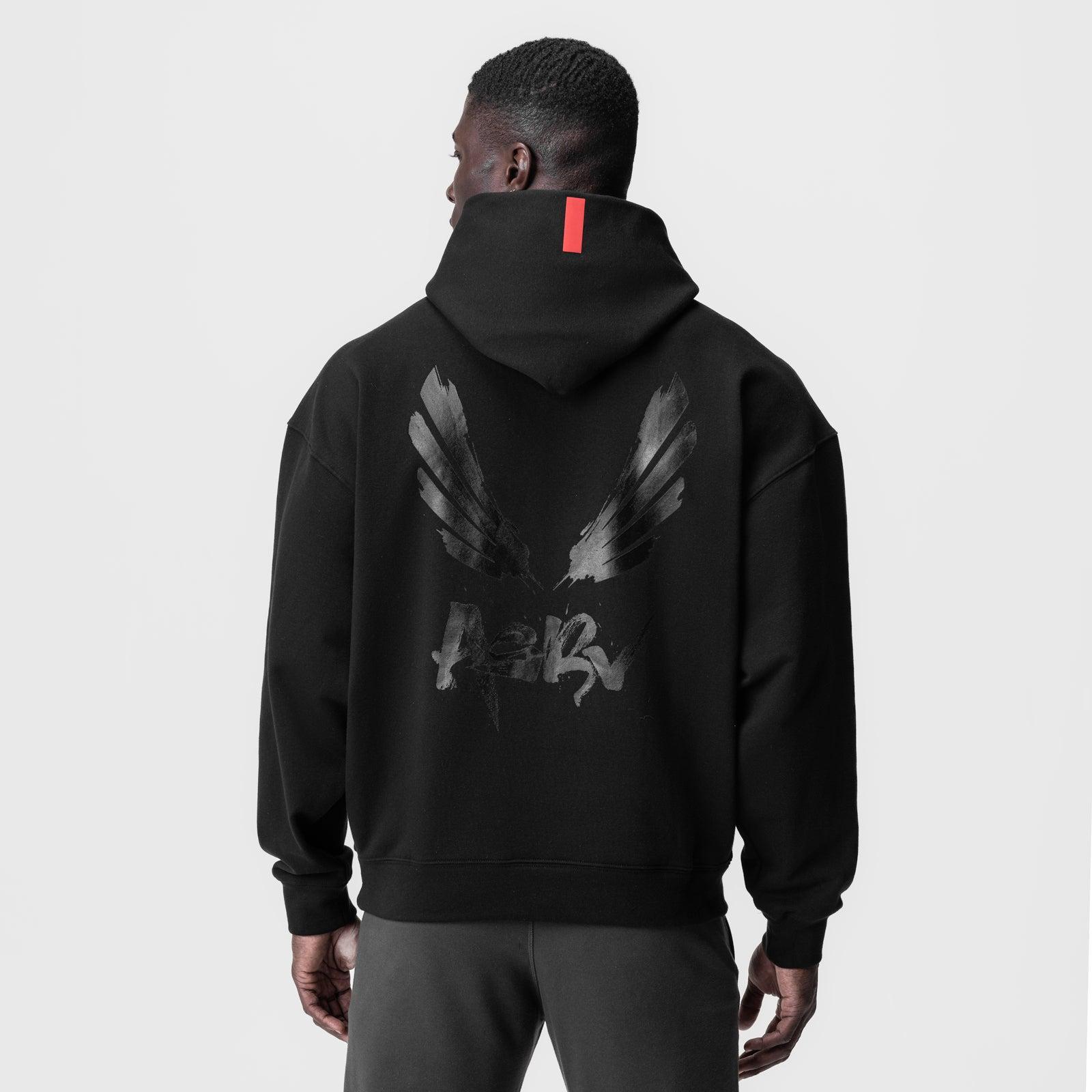 0874. Tech-Terry™ Zip Pocket Hoodie  -  Black/Black "Brush Wings/ASRV" Product Image