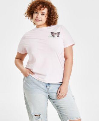 Trendy Plus Size Butterfly Graphic Print T-Shirt Product Image