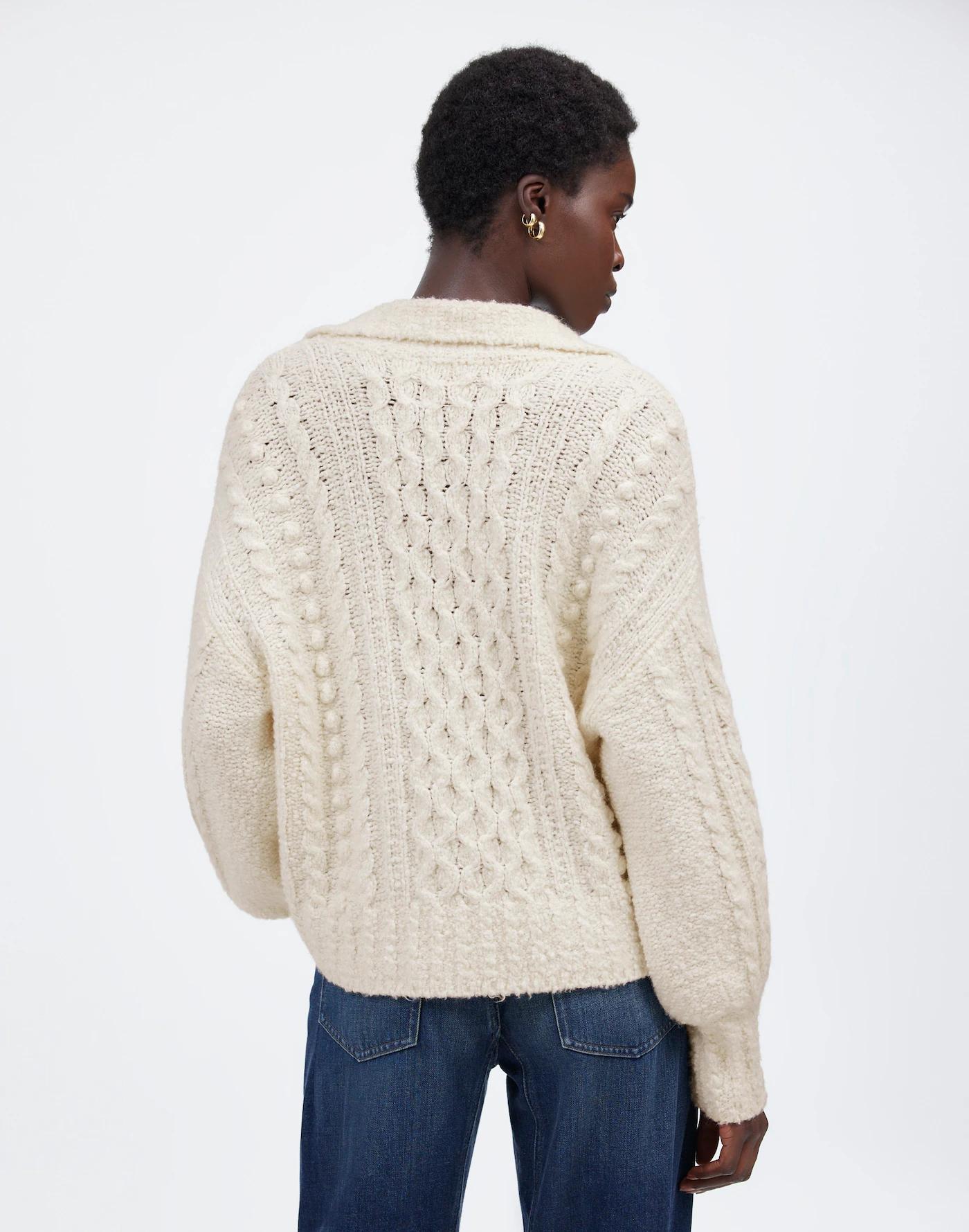 Cotton-Merino Wool Blend Cable-Knit Sweater Product Image