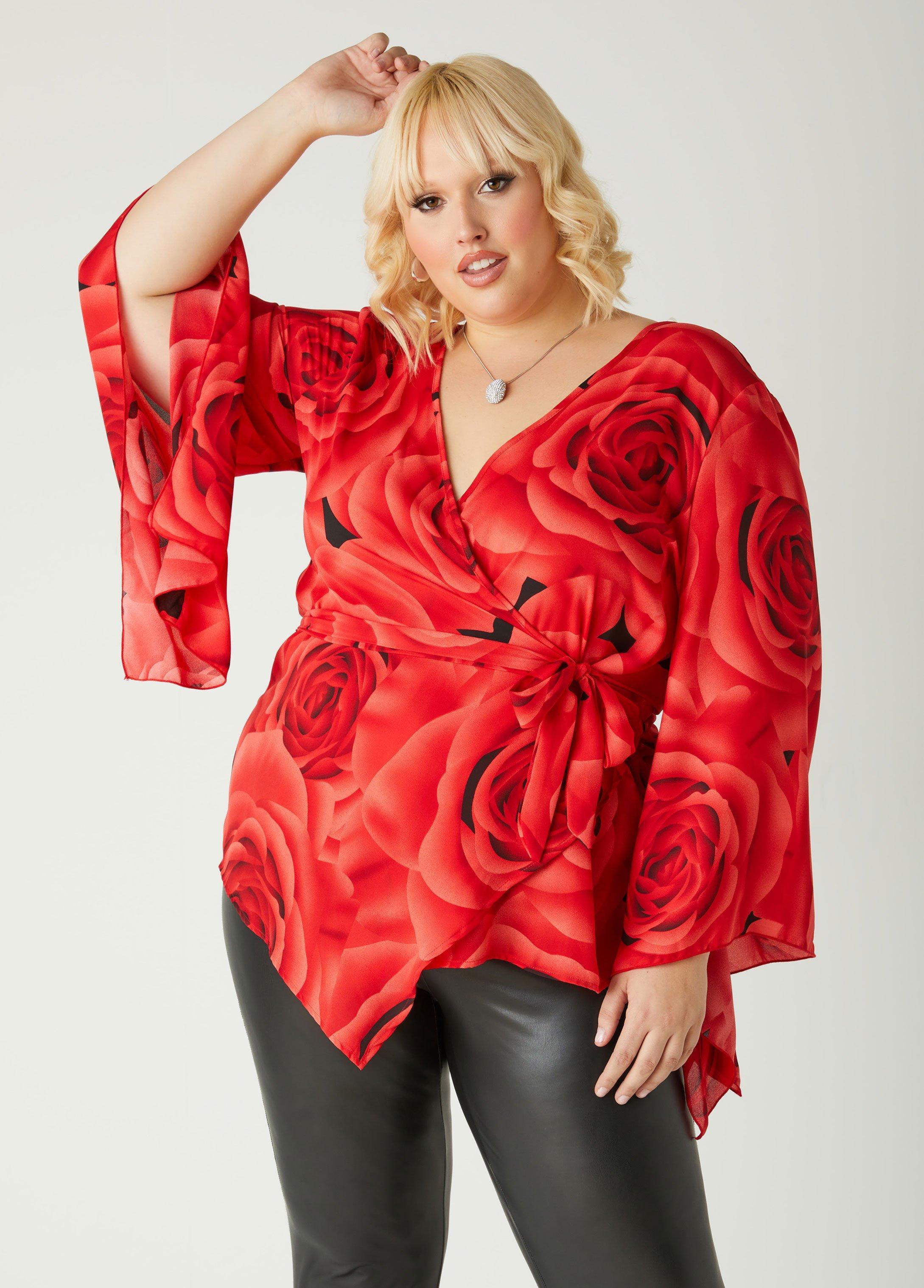 Rose Print Wrap Blouse Product Image