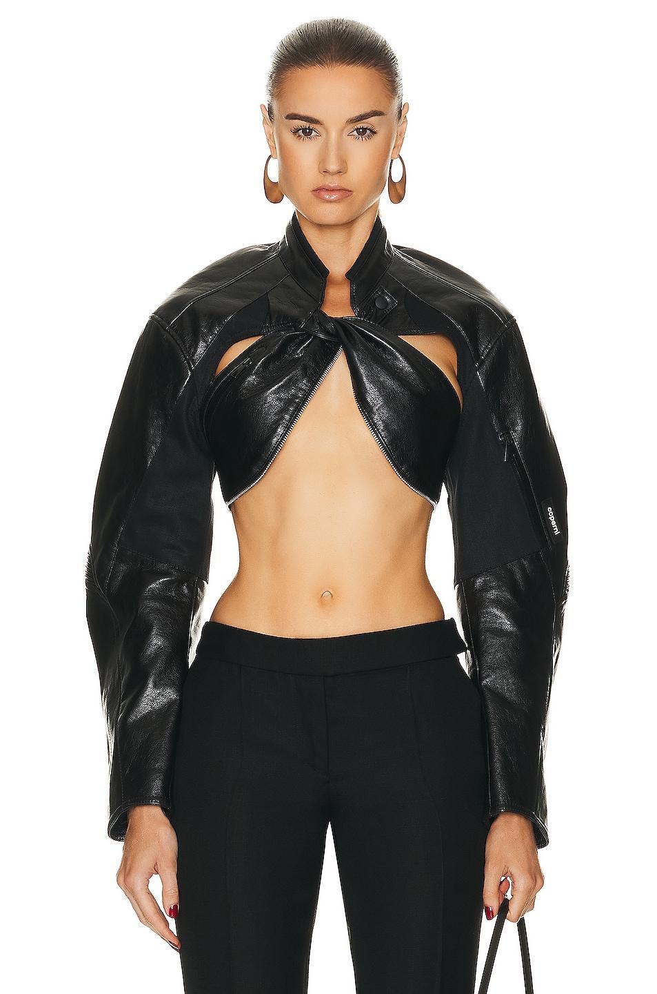 Coperni Cut Out Cropped Biker Jacket Product Image