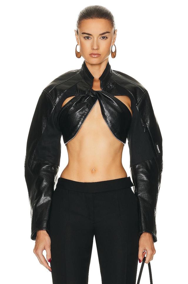 Coperni Cut Out Cropped Biker Jacket Product Image