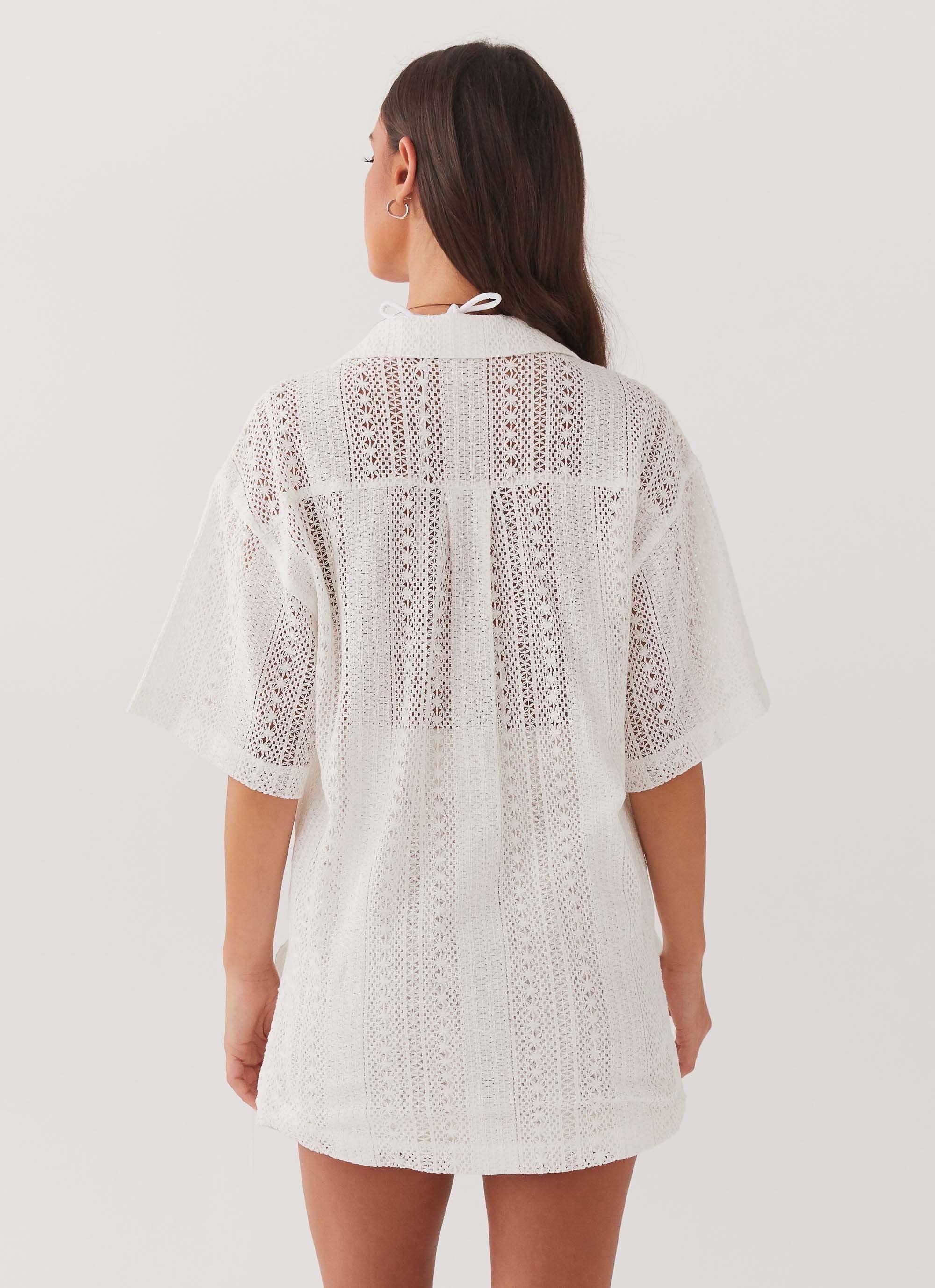 Sun Catcher Knit Oversized Shirt - Ivory Product Image