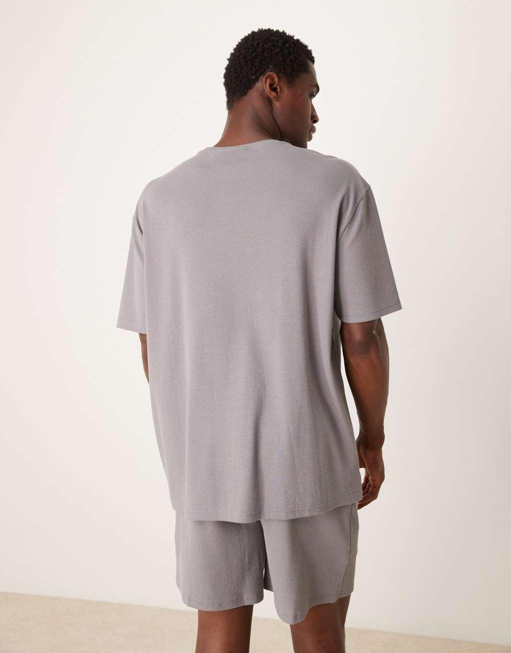 ASOS DESIGN capsule collection relaxed t-shirt and shorts lounge set in light gray Product Image