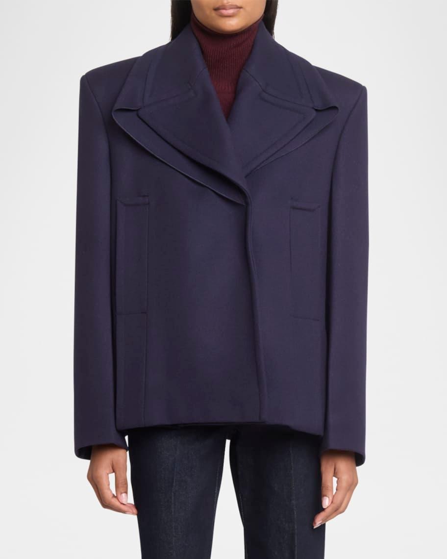 Pointed-Shoulder Single-Breasted Wool Peacoat product image