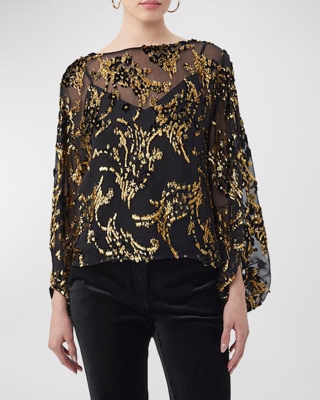 Ursa High-Neck Metallic Swirl Top Product Image